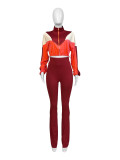 Sports Casual Women's Color Matching Crop High Waist Micro Bell Two-Piece Pants Set