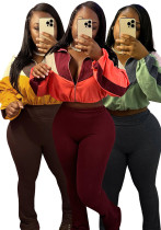 Sports Casual Women's Color Matching Crop High Waist Micro Bell Two-Piece Pants Set Sports Casual Women's Color Matching Crop High Waist Micro Bell Two-Piece Pants Set