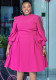 Autumn Polka Dot Mesh See-Through Lantern Sleeve Slim Waist Plus Size Dress