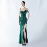 Sexy Strap Beaded Evening Dress