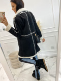 Women Solid Lambswool Patchwork Casual Jacket