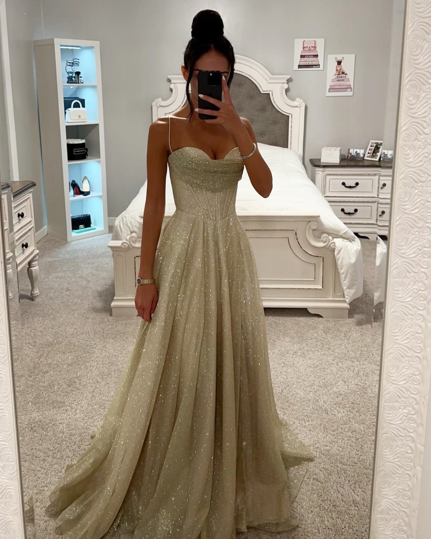 Spring Autumn Shiny Strap Fashion Party Dress