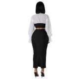 Fashionable Autumn Women Casual Long Sleeve Women's Two-Piece Skirt Set