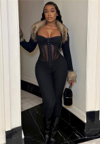 Spring Women's Fashion Strap Sexy See-Through Slim Fit Jumpsuit Spring Women's Fashion Strap Sexy See-Through Slim Fit Jumpsuit