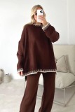 Autumn Winter Fashion Solid Color Sweater Pants Casual Loose Two-Piece Set