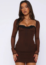 Autumn Slim Fit Long Sleeve Lace Bodycon Mini Women Dress Autumn Slim Fit Long Sleeve Lace Bodycon Mini Women Dress