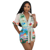 Casual Fashion Printed Short Sleeve Shirt Dress