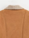 Autumn Winter Women's Woolen Coat Turndown Collar Loose Fur Fleece Jacket