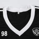 Women American Long Sleeve T-shirt Autumn V Neck Digital Stripe Patchwork Top