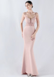 Sexy Fishbone Beaded Slim Waist Formal Party Evening Dress
