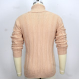 Men's Turndown Collar Twist Sweater