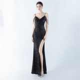 Sexy Strap Beaded Evening Dress
