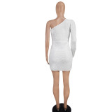Women One-Shoulder Long Sleeve Dress Party Sexy Bodycon Dress