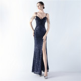 Sexy Strap Beaded Evening Dress