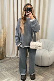 Autumn Winter Fashion Solid Color Sweater Pants Casual Loose Two-Piece Set