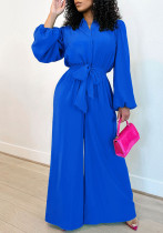 Women's Fashion Long Sleeve Solid Color High Waist Plus Size Loose Casual Jumpsuit Women's Fashion Long Sleeve Solid Color High Waist Plus Size Loose Casual Jumpsuit