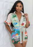 Casual Fashion Printed Short Sleeve Shirt Dress