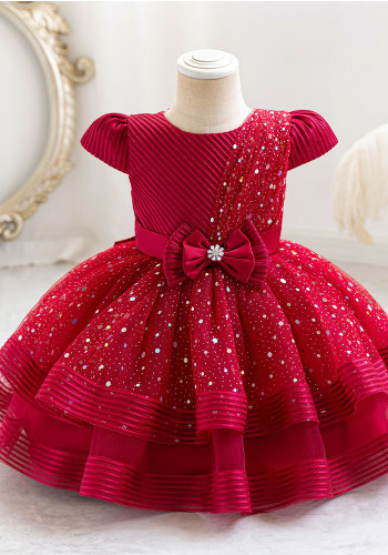 Sequined Bow Children's Dress Princess Dress Baby Girl Dress