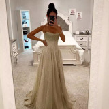 Spring Autumn Shiny Strap Fashion Party Dress