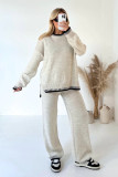 Autumn Winter Fashion Solid Color Sweater Pants Casual Loose Two-Piece Set