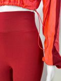 Sports Casual Women's Color Matching Crop High Waist Micro Bell Two-Piece Pants Set