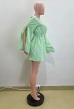 Autumn Fashion Split Sleeve Drawstring Slim Waist Casual Women's Dress