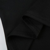 Women American Long Sleeve T-shirt Autumn V Neck Digital Stripe Patchwork Top