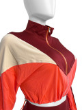Sports Casual Women's Color Matching Crop High Waist Micro Bell Two-Piece Pants Set