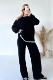 Autumn Winter Fashion Solid Color Sweater Pants Casual Loose Two-Piece Set