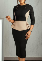 Women's Autumn Winter Fashion Chic Elegant Color Matching OL Bodycon Dress Women's Autumn Winter Fashion Chic Elegant Color Matching OL Bodycon Dress