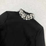 Sexy Fashion Slim Long Sleeve Bandage Beaded Women's Short Dress