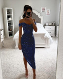 Spring Autumn Sequin Off Shoulder Fashion Party Women's Dress