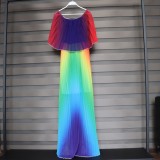 Women African ethnic off-shoulder pleated print dress