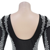 Women Long Sleeve Backless Slit Dress