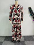Women Printed Button-Style Side Slit Maxi Dress