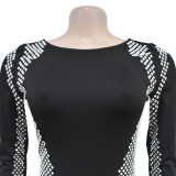 Women Long Sleeve Backless Slit Dress