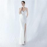 Sexy Strap Beaded Evening Dress