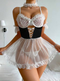 Women White and Black Lace Dress Sexy Lingerie