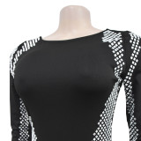 Women Long Sleeve Backless Slit Dress