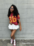 Women summer Patchwork print mesh sports short sleeve Top