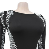 Women Long Sleeve Backless Slit Dress