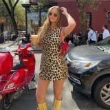 Women Vintage Leopard Print Dress