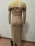 Spring Autumn Sequin Off Shoulder Fashion Party Women's Dress