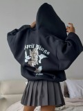 Women's Spring And Autumn Style Printed  Hooded Loose Fashion Hoodies