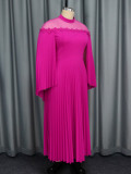 Shawl Sleeve See-Through Collar Pleated Plus Size A-Line Party Dresses