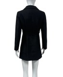 Solid Color Casual Long Sleeve Belt Blazer Women Jacket