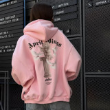 Women's Spring And Autumn Style Printed  Hooded Loose Fashion Hoodies