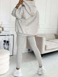 Women's Sports Casual Hooded Hoodies Ribbed Slim Vest Pants Three-Piece Set
