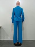 Autumn Women's Solid Color Long Sleeve Shirt Drawstring Pants Two-Piece Set