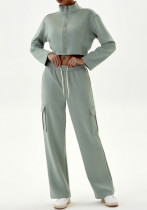 Autumn Winter Women's Casual Sports Loose Zipper Two Piece Pants Set Jogging Yoga Clothes Autumn Winter Women's Casual Sports Loose Zipper Two Piece Pants Set Jogging Yoga Clothes